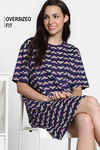 Zivame 2 Mile Fashion Knit Cotton Oversized Knee Length Loungewear Dress- Medieval Blue — thumbnail 2